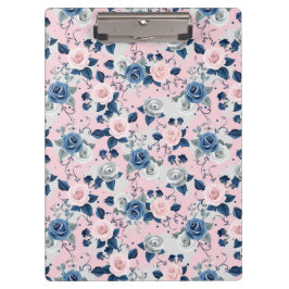 Elegante Pinks, Blues und graue Rose Zwischenablag Klemmbrett