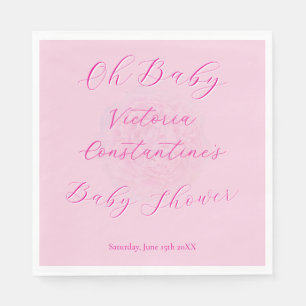 Elegante Pinks Oh Baby Script Pfingstrose Baby Sho Serviette