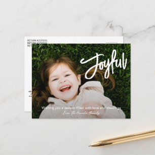 Elegante Pinsel-Schrift Freudige Moderne Weihnacht Feiertagspostkarte