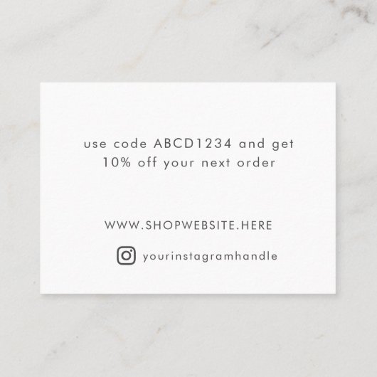 Elegante Pinselkalligraphie Vielen Dank für Ihr kl Rabattkarte (Rückseite)