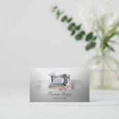 Elegante Pinselstriche Lotus Gray Nähmaschine Visitenkarte (Stehend Vorderseite)