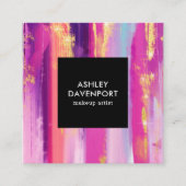 Elegante Pinselstriche mit goldfarbenem Glitzer Quadratische Visitenkarte (Vorderseite)