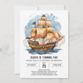 Elegante Pirate Map Custom Pirate Birthday Einladung (Vorderseite)