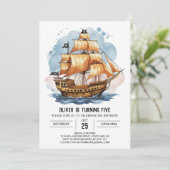 Elegante Pirate Map Custom Pirate Birthday Einladung (Stehend Vorderseite)