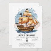 Elegante Pirate Map Custom Pirate Birthday Einladung (Vorne/Hinten)