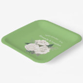 Elegante Pistachio Green und White Roses Wedding Pappteller (Gewinkelt)