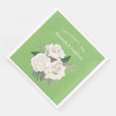 Elegante Pistachio Green und White Roses Wedding Serviette (Ecke)