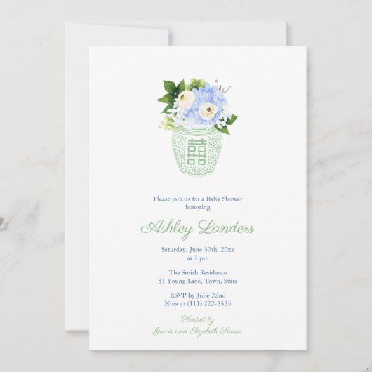 Elegante Pistachio White Gender Neutral Baby Dusch Einladung (Vorderseite)