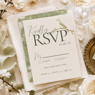 Elegante Pistazien-Grün Florale Gartenhochzeit RSVP Karte