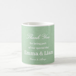 Elegante Pistazien-Grüne Hochzeits-Danke-Tasse Kaffeetasse