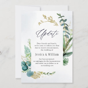 Elegante Planänderung Eukalyptus-Wasserfarbe Einladung