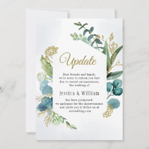 Elegante Planänderung Eukalyptus Wasserfarbe Einladung