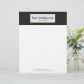 Elegante Plaque auf Schwarz Beruflich Briefkopf (Stehend Vorderseite)