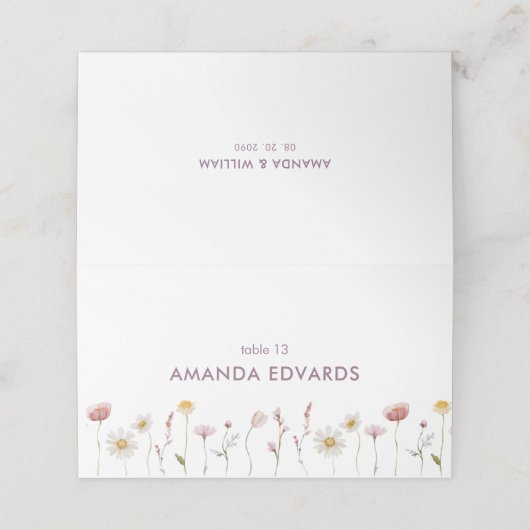 Elegante Platzkarte (Außenseite Aufgefaltet)