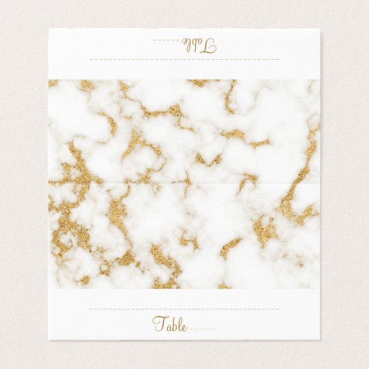 Elegante Platzkarte aus weißem Marmor (Außenseite Aufgefaltet)