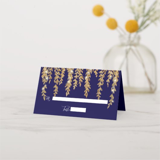 Elegante Platzkarte Twinkle Lights Gold Willow Lea (Vorderseite)