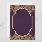 Elegante Plum Berry Gold Verziert Wedding Einladung (Rückseite)