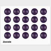 Elegante Plum Lila Monogram Wedding Sticker (Blatt)