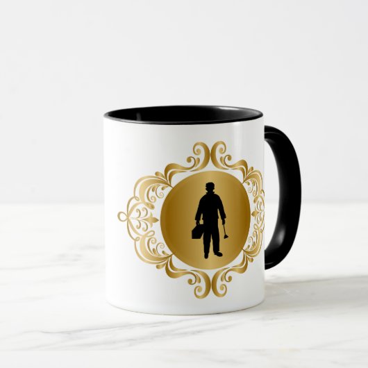 Elegante Plumber Black Silhouette Name Tasse (VorderseiteRechts)