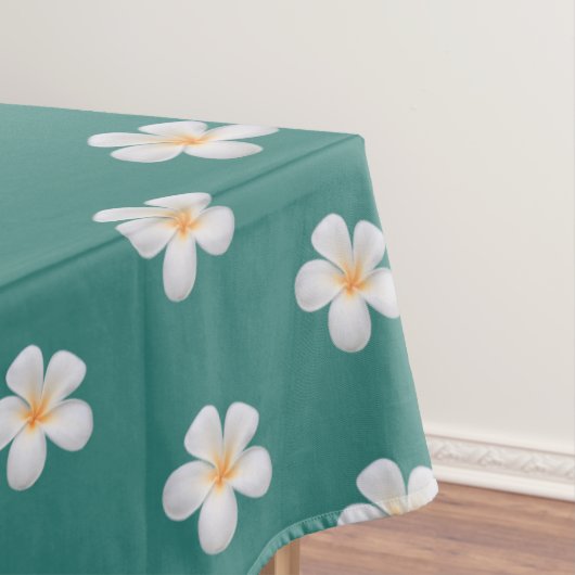 Elegante Plumeria-Blume auf Aquamarinem Tablecloth Tischdecke (Beispiel)