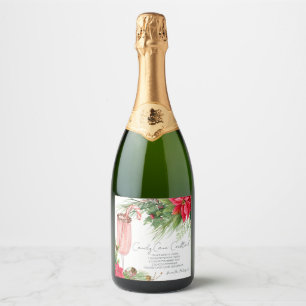 Elegante Poinsettia Candy Cane Recipe Champage Schaumweinetikett