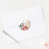 Elegante Poinsettia Christmas Monogram Watercolor Runder Aufkleber (Umschlag)