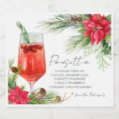 Elegante Poinsettia Cocktail Rezept Champagner Schaumweinetikett (Einzelnes Label)