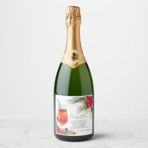 Elegante Poinsettia Cocktail Rezept Champagner Schaumweinetikett