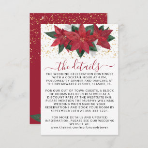 Elegante Poinsettia Details zur Weihnachtszeit Begleitkarte