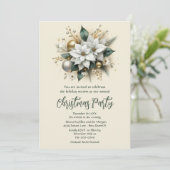 Elegante Poinsettia Feierlichkeiten Einladung (Stehend Vorderseite)