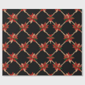 Elegante Poinsettia & Gold Ribbon Weihnachtswrappi Geschenkpapier (Flach)