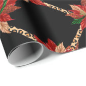 Elegante Poinsettia & Gold Ribbon Weihnachtswrappi Geschenkpapier (Rolleneckpunkt)