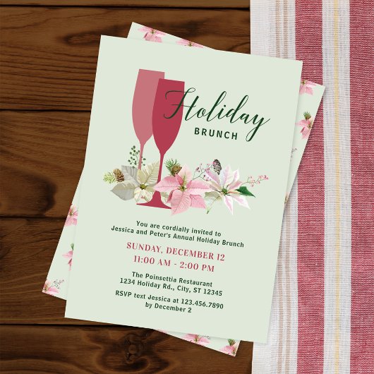 Elegante Poinsettia Holiday Brunch Einladung