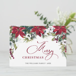 Elegante Poinsettia Mistel Weihnachtsgruß Feiertagskarte