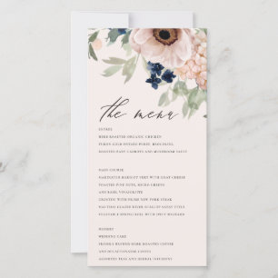 Elegante Poinsettia Pine Cone Wedding Menu Card Dankeskarte