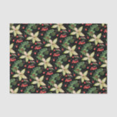 Elegante Poinsettia und Berries auf schwarz Seidenpapier (Vorderseite)