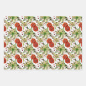 Elegante Poinsettia und Orangen Geschenkpapier Set (Vorderseite 2)