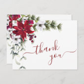 Elegante Poinsettia Wasserfarbe Dankeschön Karte (Vorne/Hinten)
