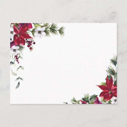 Elegante Poinsettia Wasserfarbe Dankeschön Karte (Rückseite)