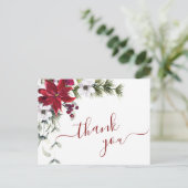 Elegante Poinsettia Wasserfarbe Dankeschön Karte (Stehend Vorderseite)