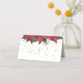 Elegante Poinsettia Weihnachtsfeier Platzkarte (Rückseite)