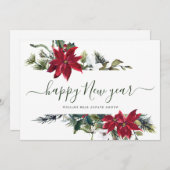 Elegante Poinsettia Weihnachtsgrüße Feiertagskarte (Vorne/Hinten)