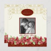 Elegante Poinsettia Weihnachtskarte Feiertagskarte (Vorne/Hinten)