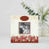 Elegante Poinsettia Weihnachtskarte Feiertagskarte (Stehend Vorderseite)