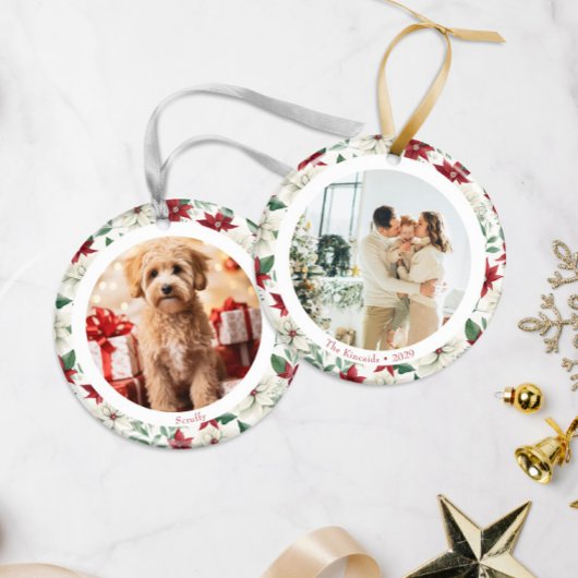 Elegante Poinsettia - Zwei Foto Keramik Ornament