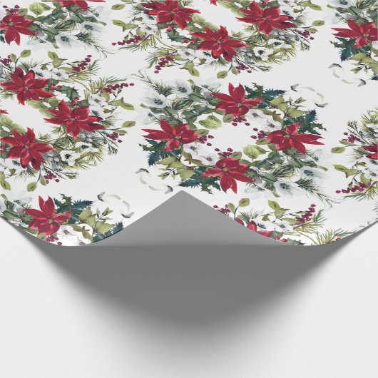 Elegante Poinsettias Geschenkpapier (Ecke)