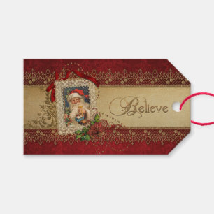 Elegante Poinsettias und Gold Wirbel Geschenkanhänger