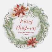 Elegante Poinsettias und Grünanlagen Nicht-Foto Ur Ornament Karte (Vorderseite)