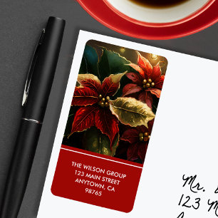 Elegante Poinsettias Weihnachtsfeiertage Rücksende Adressaufkleber