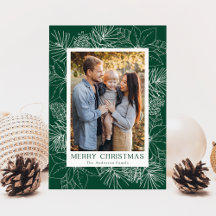 Elegante Poinsettien und Pinienzapfen grünes Foto